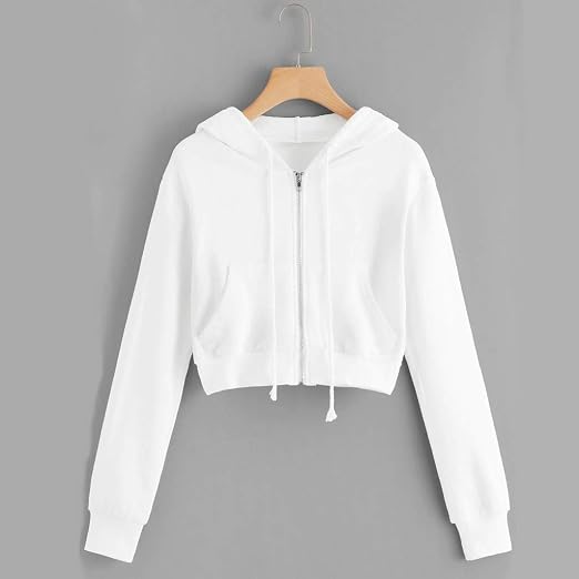 Example productCeboyel Zip Up Hoodies for Women Cropped Long Sleeve Sweatshirts Jackets Trendy Y2k Crop Tops Clothes 2023
