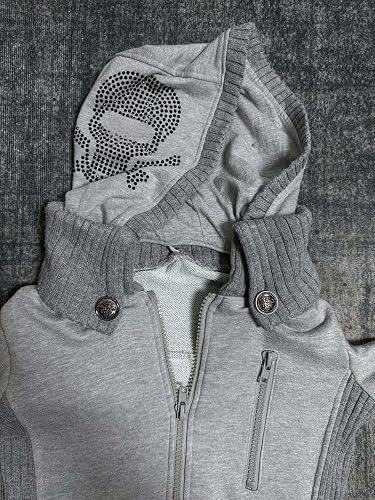 Skeleton Sweatshirt Punk Jacket Lightweight Rhinestone Zip Up Hoodie spooky hoodie patchwork jackets for women skull hoodies gothic jacket cropped jacket for women emo jackets slim fit hoodie